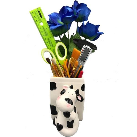 Cow Utensil Holder |Kitchen Crock Storage|Cow Print Stuff Accessories Decoration - Picture 5 of 7